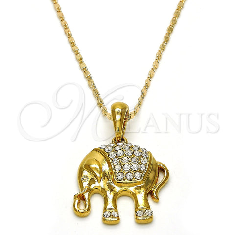 Collares con Dije 04.118.0116.18 Oro Laminado, Diseño de Elefante, con Blanca Cristal, Pulido, Tono Dorado (02 MM Thickness, 18 Inches Length)