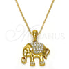 Collares con Dije 04.118.0116.18 Oro Laminado, Diseño de Elefante, con Blanca Cristal, Pulido, Tono Dorado (02 MM Thickness, 18 Inches Length)
