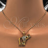Collares con Dije 04.118.0117.18 Oro Laminado, Diseño de Elefante, con Blanca Cristal, Pulido, Tono Dorado (02 MM Thickness, 18 Inches Length)