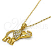Collares con Dije 04.118.0117.18 Oro Laminado, Diseño de Elefante, con Blanca Cristal, Pulido, Tono Dorado (02 MM Thickness, 18 Inches Length)