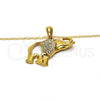 Collares con Dije 04.118.0117.18 Oro Laminado, Diseño de Elefante, con Blanca Cristal, Pulido, Tono Dorado (02 MM Thickness, 18 Inches Length)