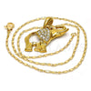 Collares con Dije 04.118.0117.18 Oro Laminado, Diseño de Elefante, con Blanca Cristal, Pulido, Tono Dorado (02 MM Thickness, 18 Inches Length)