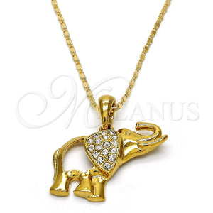 Collares con Dije 04.118.0117.18 Oro Laminado, Diseño de Elefante, con Blanca Cristal, Pulido, Tono Dorado (02 MM Thickness, 18 Inches Length)