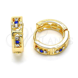 Argolla Huggie 02.165.0142.5 Oro Laminado, con Zafiro Azul and Blanca Cristal, Pulido, Tono Dorado