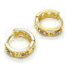 Argolla Huggie 02.165.0142.6 Oro Laminado, con Amatista and Blanca Cristal, Pulido, Tono Dorado