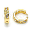 Argolla Huggie 02.165.0142.6 Oro Laminado, con Amatista and Blanca Cristal, Pulido, Tono Dorado