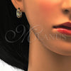 Argolla Huggie 02.165.0142.7 Oro Laminado, con Verde and Blanca Cristal, Pulido, Tono Dorado