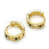 Argolla Huggie 02.165.0142.7 Oro Laminado, con Verde and Blanca Cristal, Pulido, Tono Dorado