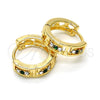 Argolla Huggie 02.165.0142.7 Oro Laminado, con Verde and Blanca Cristal, Pulido, Tono Dorado