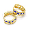 Argolla Huggie 02.165.0143.5 Oro Laminado, con Zafiro Azul and Blanca Cristal, Pulido, Tono Dorado