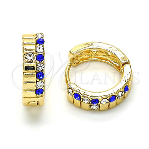 Argolla Huggie 02.165.0143.5 Oro Laminado, con Zafiro Azul and Blanca Cristal, Pulido, Tono Dorado