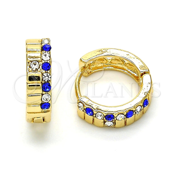 Argolla Huggie 02.165.0143.5 Oro Laminado, con Zafiro Azul and Blanca Cristal, Pulido, Tono Dorado