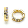 Argolla Huggie 02.165.0143.6 Oro Laminado, con Amatista and Blanca Cristal, Pulido, Tono Dorado