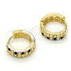 Argolla Huggie 02.165.0143.7 Oro Laminado, con Verde and Blanca Cristal, Pulido, Tono Dorado