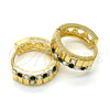 Argolla Huggie 02.165.0143.7 Oro Laminado, con Verde and Blanca Cristal, Pulido, Tono Dorado