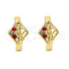 Argolla Huggie 02.165.0145.2 Oro Laminado, con Granate and Blanca Cristal, Pulido, Tono Dorado