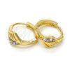 Argolla Huggie 02.165.0145.4 Oro Laminado, con Amatista and Blanca Cristal, Pulido, Tono Dorado