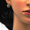 Argolla Huggie 02.165.0145.5 Oro Laminado, con Verde and Blanca Cristal, Pulido, Tono Dorado
