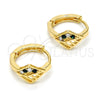 Argolla Huggie 02.165.0145.5 Oro Laminado, con Verde and Blanca Cristal, Pulido, Tono Dorado