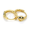 Argolla Huggie 02.165.0145.5 Oro Laminado, con Verde and Blanca Cristal, Pulido, Tono Dorado