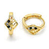 Argolla Huggie 02.165.0145.5 Oro Laminado, con Verde and Blanca Cristal, Pulido, Tono Dorado