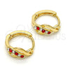 Argolla Huggie 02.165.0146.2 Oro Laminado, con Granate and Blanca Cristal, Pulido, Tono Dorado
