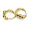 Argolla Huggie 02.165.0146.2 Oro Laminado, con Granate and Blanca Cristal, Pulido, Tono Dorado