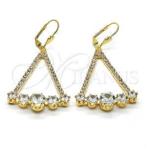 Arete Colgante 02.268.0041 Oro Laminado, con Blanca Zirconia Cubica and Blanca Cristal, Pulido, Tono Dorado