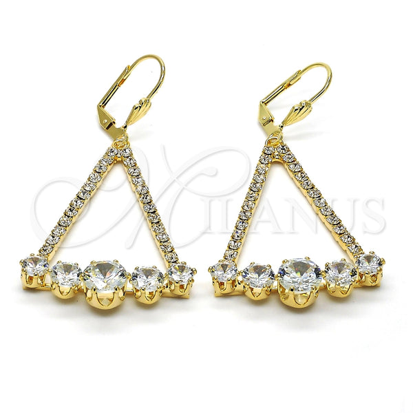 Arete Colgante 02.268.0041 Oro Laminado, con Blanca Zirconia Cubica and Blanca Cristal, Pulido, Tono Dorado