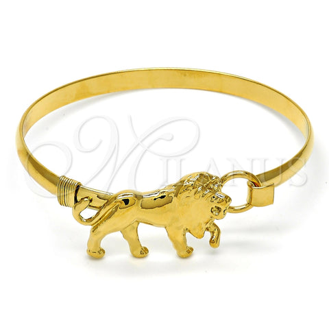 Aro Individual 07.185.0004.1.05 Oro Laminado, Diseño de Leon, Pulido, Tono Dorado (05 MM Thickness, Size 5 (2.50 Diameter))