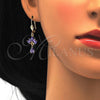 Collar y Dije 06.236.0002 Oro Laminado, Diseño de Gota y Oja, con Blanca and Amatista Zirconia Cubica, Pulido, Tono Dorado