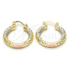 Argolla Pequeña 02.170.0135.1.25 Oro Laminado, Diseño de Hueco, Diamantado, Tres Tonos