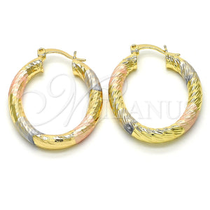 Argolla Pequeña 02.170.0068.1.25 Oro Laminado, Diseño de Hueco, Diamantado, Tres Tonos