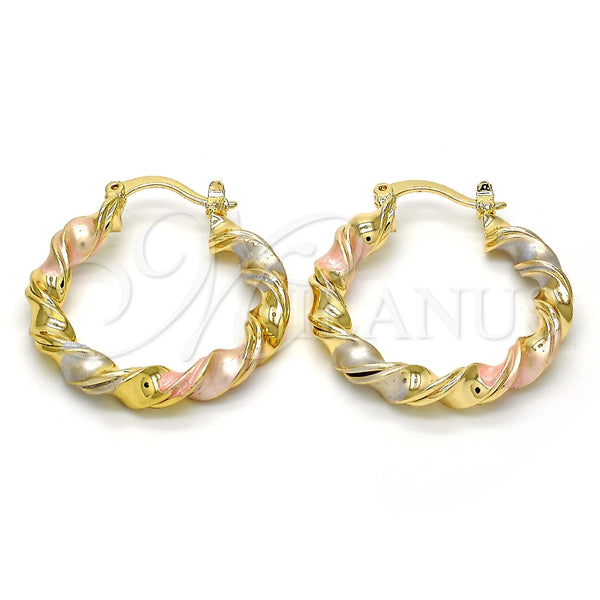 Argolla Mediana 02.170.0167.30 Oro Laminado, Diseño de Torcido, Pulido, Tres Tonos