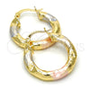 Argolla Pequeña 02.170.0168.25 Oro Laminado, Diseño de Hueco, Diamantado, Tres Tonos