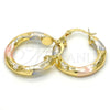 Argolla Pequeña 02.170.0168.25 Oro Laminado, Diseño de Hueco, Diamantado, Tres Tonos