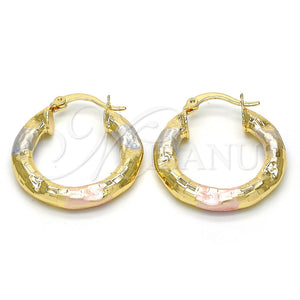 Argolla Pequeña 02.170.0168.25 Oro Laminado, Diseño de Hueco, Diamantado, Tres Tonos