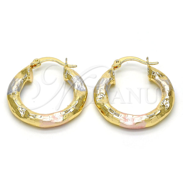 Argolla Pequeña 02.170.0168.25 Oro Laminado, Diseño de Hueco, Diamantado, Tres Tonos