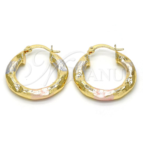 Argolla Pequeña 02.170.0168.25 Oro Laminado, Diseño de Hueco, Diamantado, Tres Tonos
