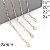 Gargantilla Basica 04.213.0050.24 Oro Laminado, Pulido, Tono Dorado (02 MM Thickness, 24 Inches Length)