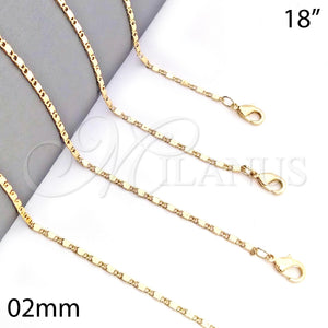 Gargantilla Basica 04.213.0029.18 Oro Laminado, Pulido, Tono Dorado (0.60 Gauge, 02 MM Thickness, 18 Inches Length)