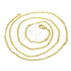 Gargantilla Basica 04.213.0051.24 Oro Laminado, Diseño de Mariner, Pulido, Tono Dorado (02 MM Thickness, 24 Inches Length)