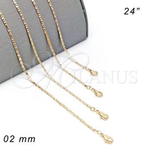 Gargantilla Basica 04.213.0051.24 Oro Laminado, Diseño de Mariner, Pulido, Tono Dorado (02 MM Thickness, 24 Inches Length)