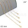 Gargantilla Basica 04.213.0051.24 Oro Laminado, Diseño de Mariner, Pulido, Tono Dorado (02 MM Thickness, 24 Inches Length)
