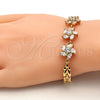 Pulsera Elegante 03.287.0020.07 Oro Laminado, Diseño de Oja, con Blanca Zirconia Cubica, Pulido, Tono Dorado (07 MM Thickness, 7 Inches Length)