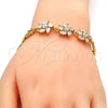 Pulsera Elegante 03.287.0020.07 Oro Laminado, Diseño de Oja, con Blanca Zirconia Cubica, Pulido, Tono Dorado (07 MM Thickness, 7 Inches Length)
