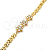 Pulsera Elegante 03.287.0020.07 Oro Laminado, Diseño de Oja, con Blanca Zirconia Cubica, Pulido, Tono Dorado (07 MM Thickness, 7 Inches Length)