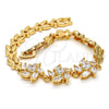 Pulsera Elegante 03.287.0020.07 Oro Laminado, Diseño de Oja, con Blanca Zirconia Cubica, Pulido, Tono Dorado (07 MM Thickness, 7 Inches Length)