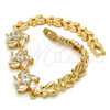 Pulsera Elegante 03.287.0020.07 Oro Laminado, Diseño de Oja, con Blanca Zirconia Cubica, Pulido, Tono Dorado (07 MM Thickness, 7 Inches Length)