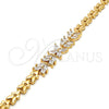 Pulsera Elegante 03.287.0021.07 Oro Laminado, Diseño de Flor y Oja, con Blanca Zirconia Cubica, Pulido, Tono Dorado (07 MM Thickness, 7 Inches Length)